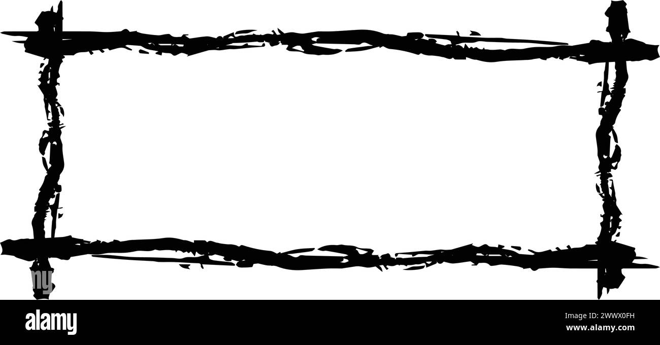 Frame rectangle elongated texture element, outline border grunge shape ...