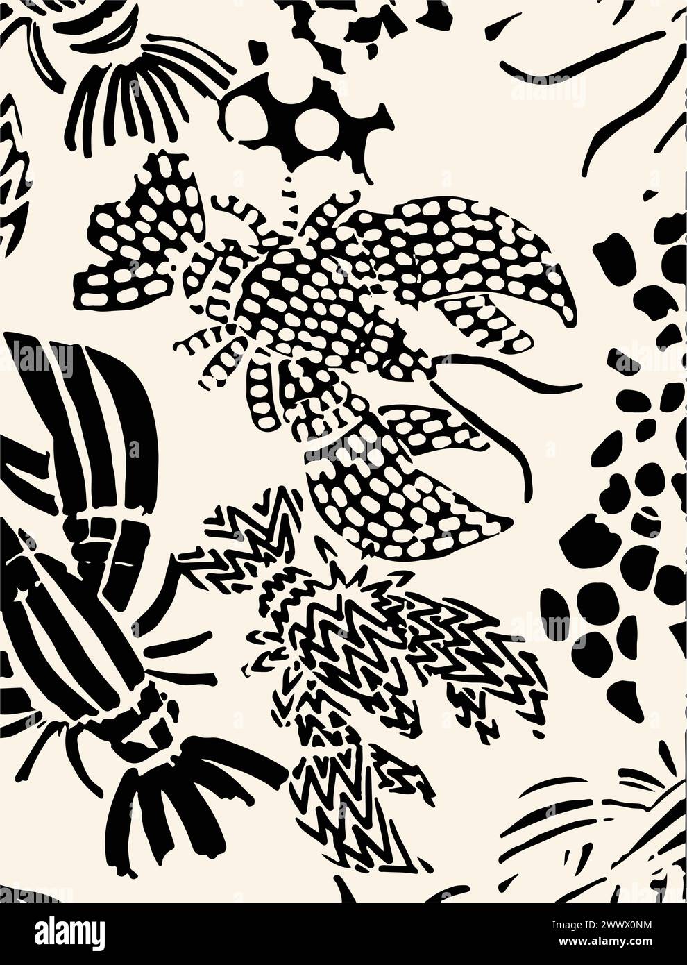 vector animals pattern illustration. wild animal outline safari vector Stock Vector
