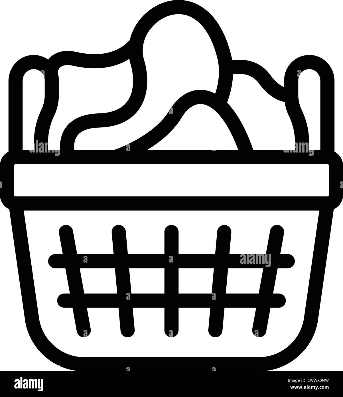 Clothing basket icon outline vector. Plastic laundry bin. Storage dirty clothes Stock Vector