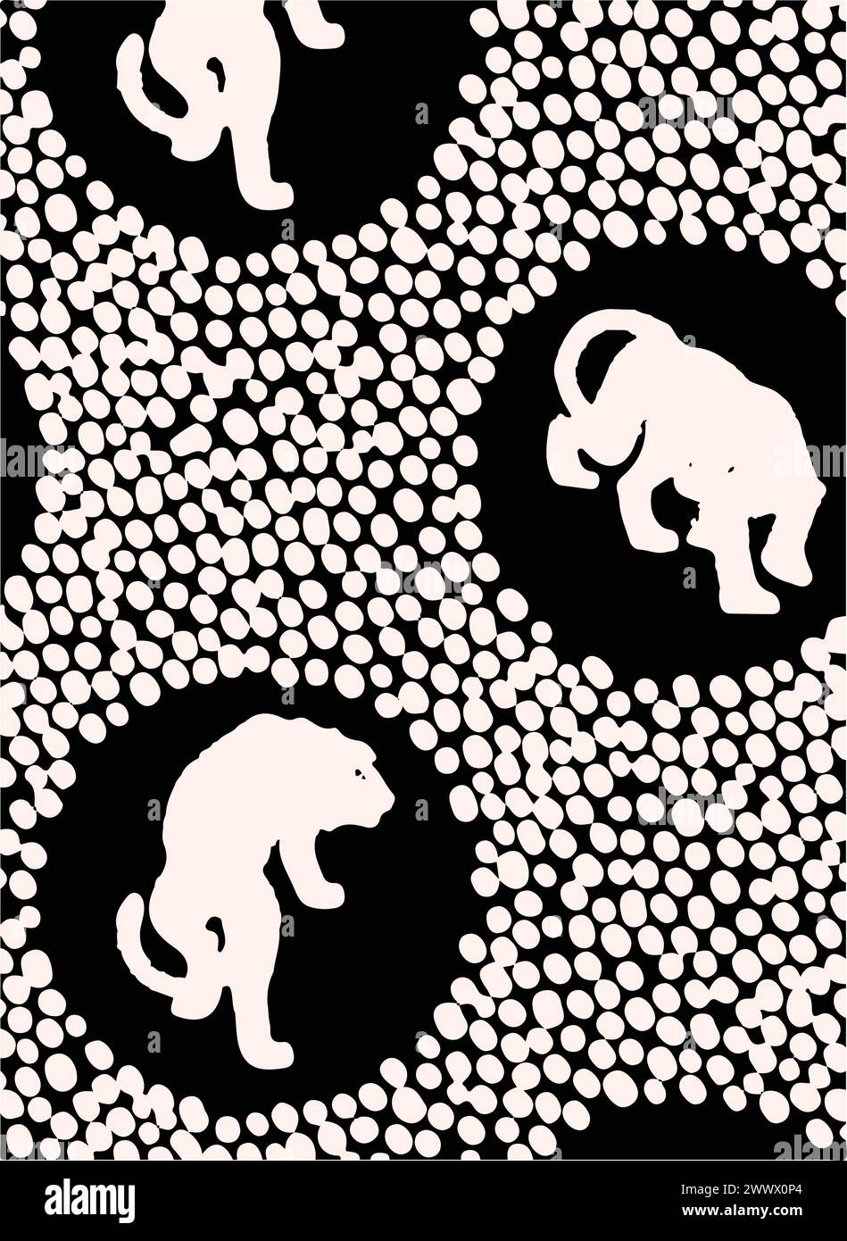 vector animals pattern illustration. wild animal outline safari vector Stock Vector