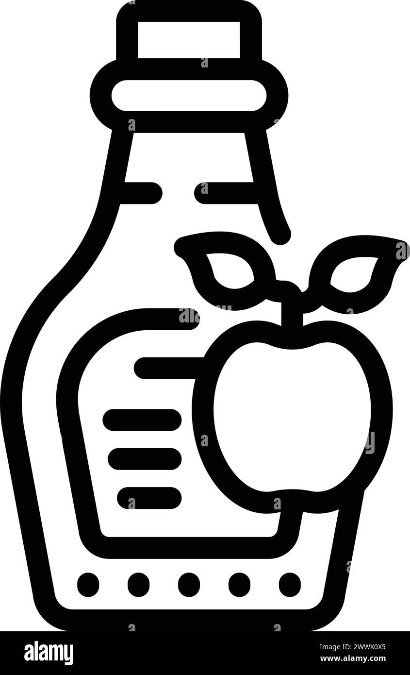 Apple cider bottle icon outline vector. Fruit drink. Fruity alcohol beverage Stock Vector