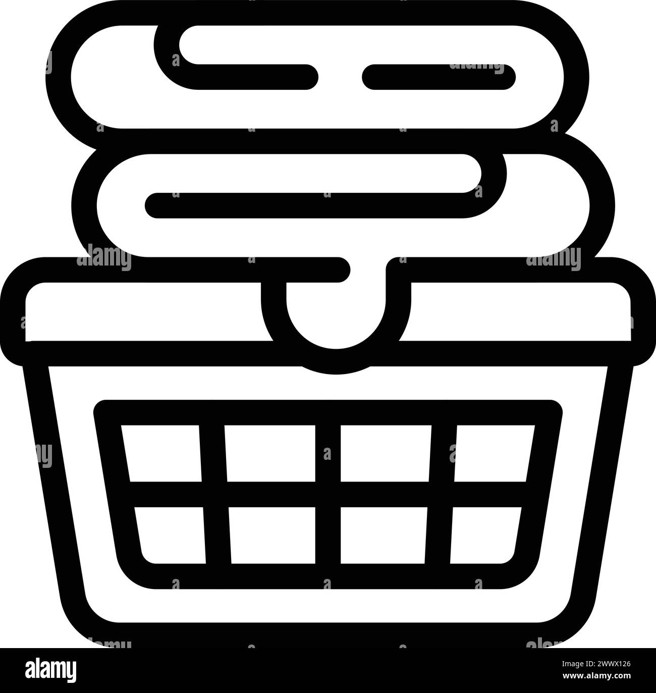 Laundry room basket icon outline vector. Loaded clothes bin. Dirty linen storage Stock Vector
