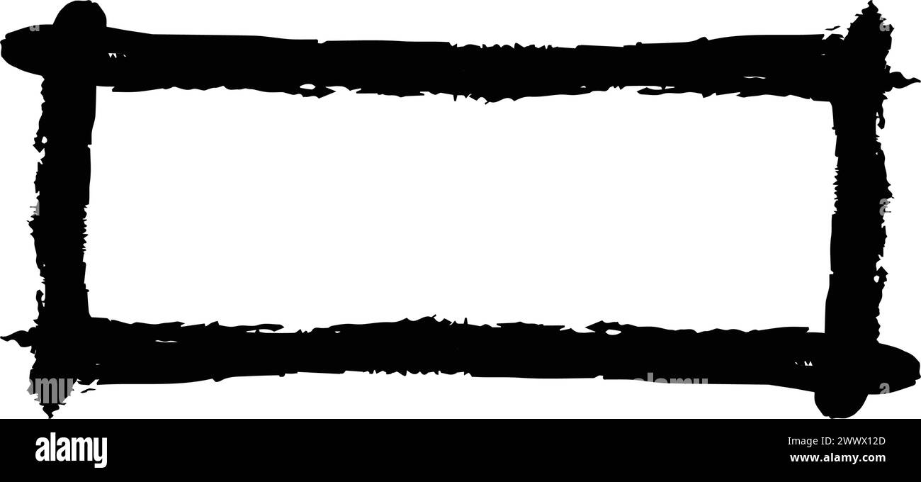 Frame rectangle elongated texture element, outline border grunge shape ...