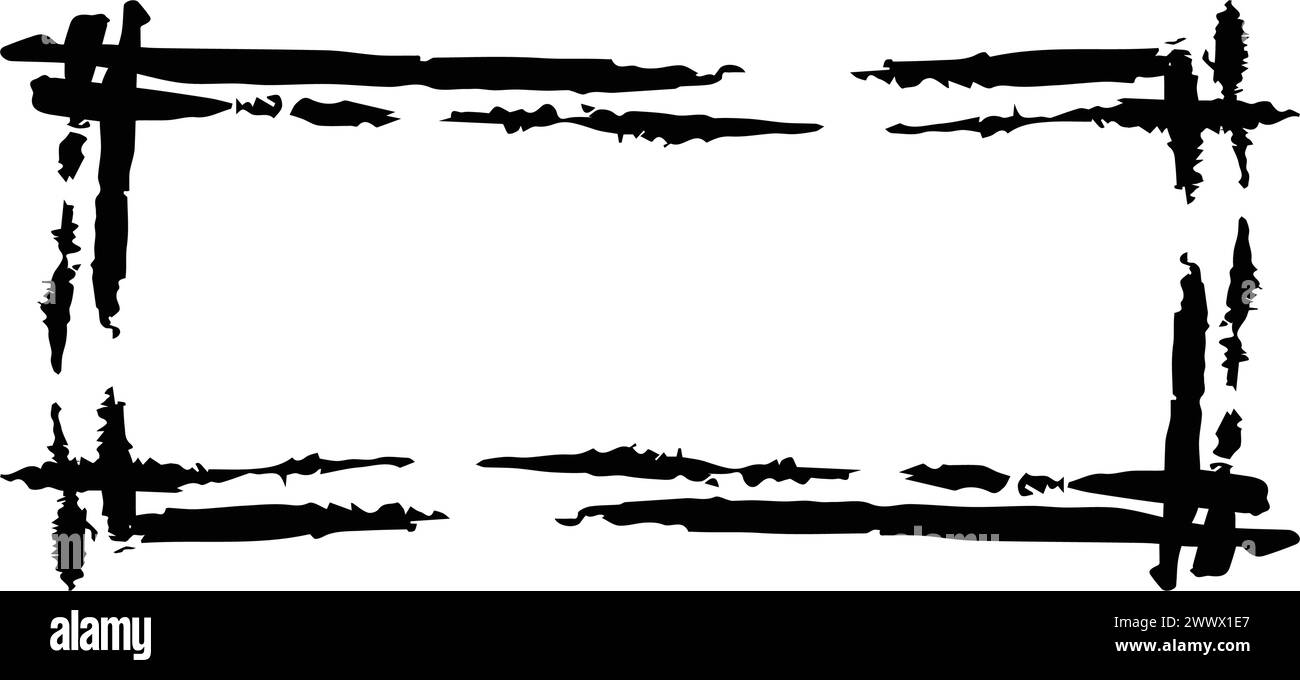 Frame rectangle elongated texture element, outline border grunge shape ...