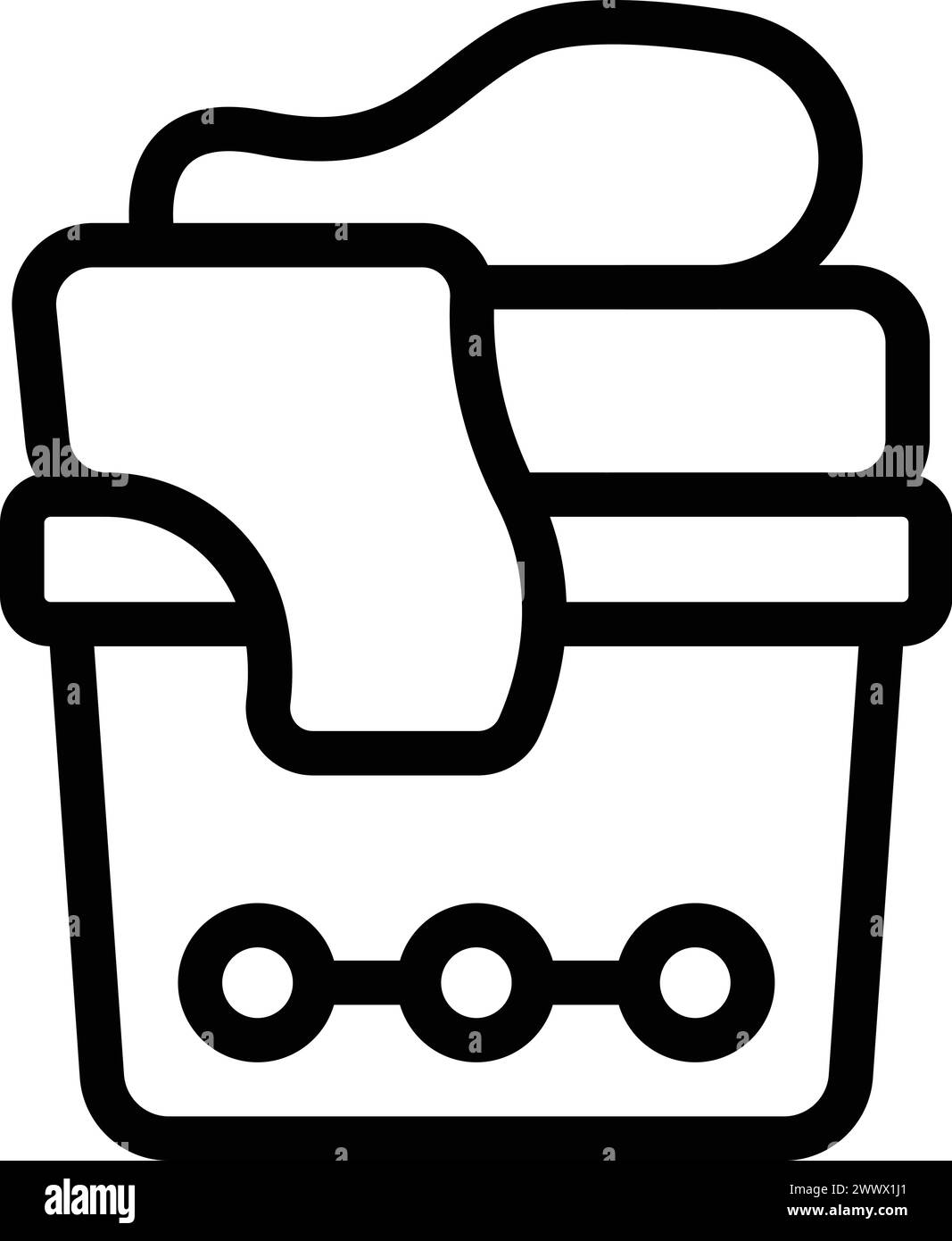 Washing bin icon outline vector. Plastic clothes container. Laundry
