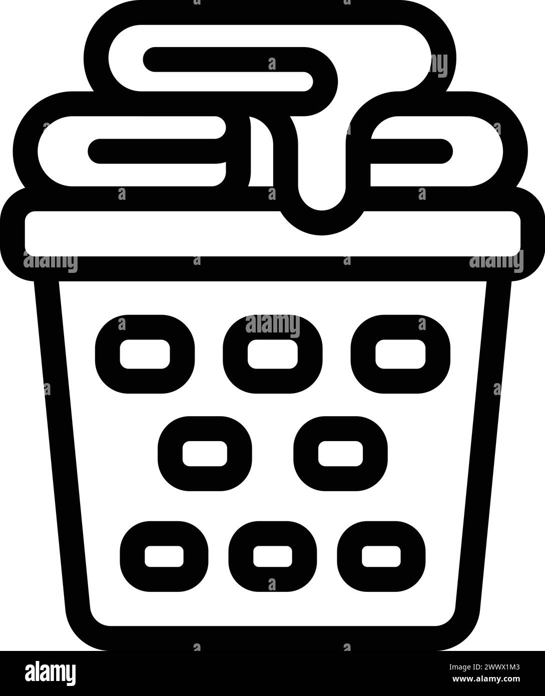 Bamboo laundry bin icon outline vector. Collecting dirty clothes