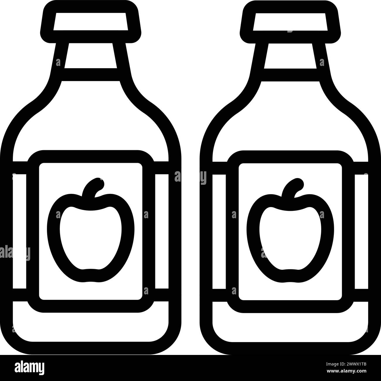 Natural cider bottles icon outline vector. Aromatic apple brew. Tangy alcoholic drink Stock Vector