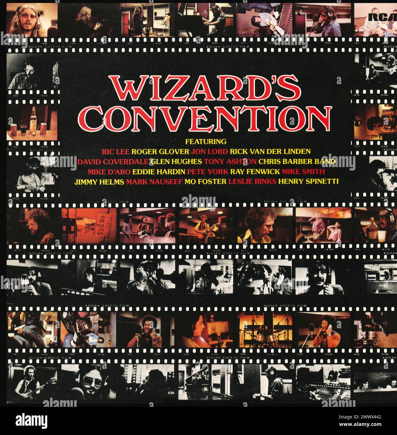 Rock album sleeve Wizards Convention, put together by one time Spencer Davis keyboard player Eddie Hardin.  Included several members of the rock group Deep Purple, David Coverdale, Glenn Hughes, Jon Lord with musicians like Ray Fenwick.  The original 1976 RCA album and the first CD reissue from 2002. Stock Photo