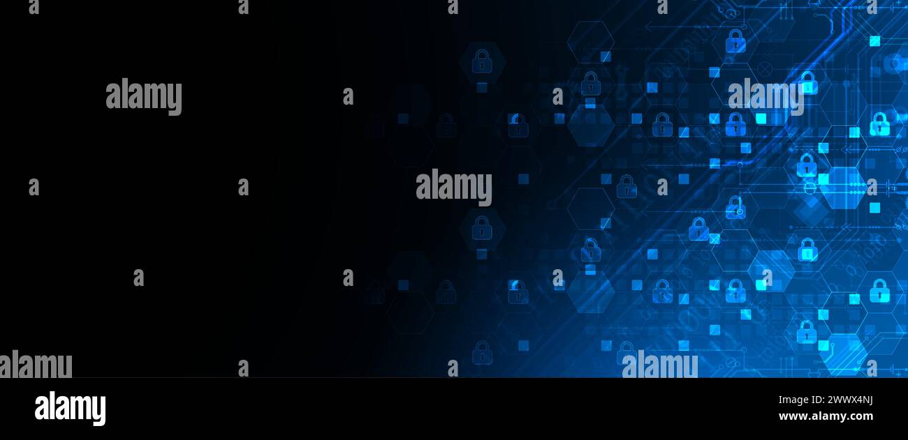 Secure digital background. Virtual confidential, programming protection. Hand drawn vector. Stock Vector