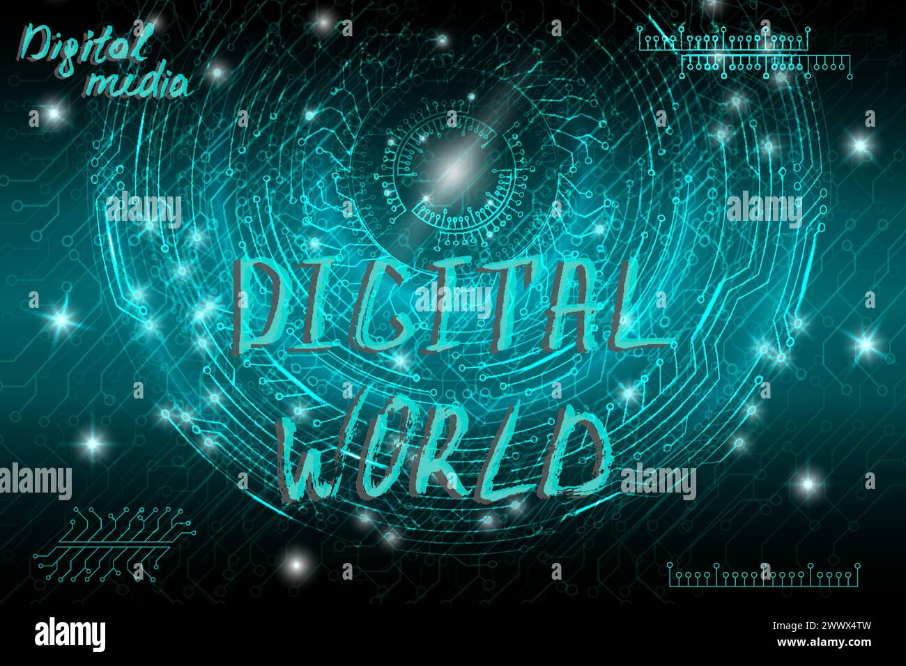 Blue futuristic technological background in cyberpunk style. Digital ...