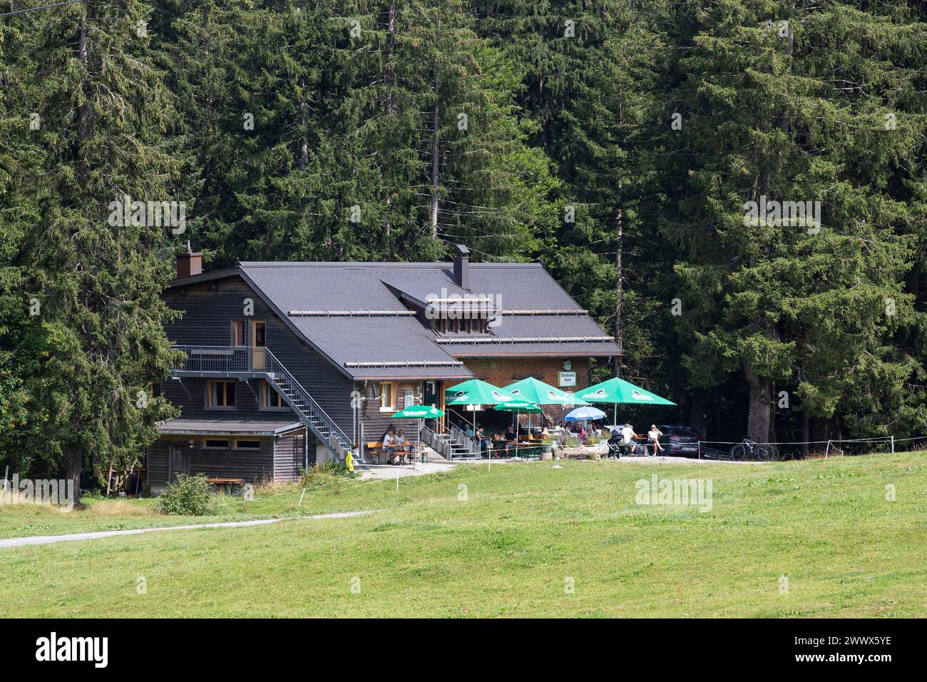 Dornbirner Hütte On The Bödele In Schwarzenberg, Bregenzerwald, Vorarlberg, Austria Stock Photo