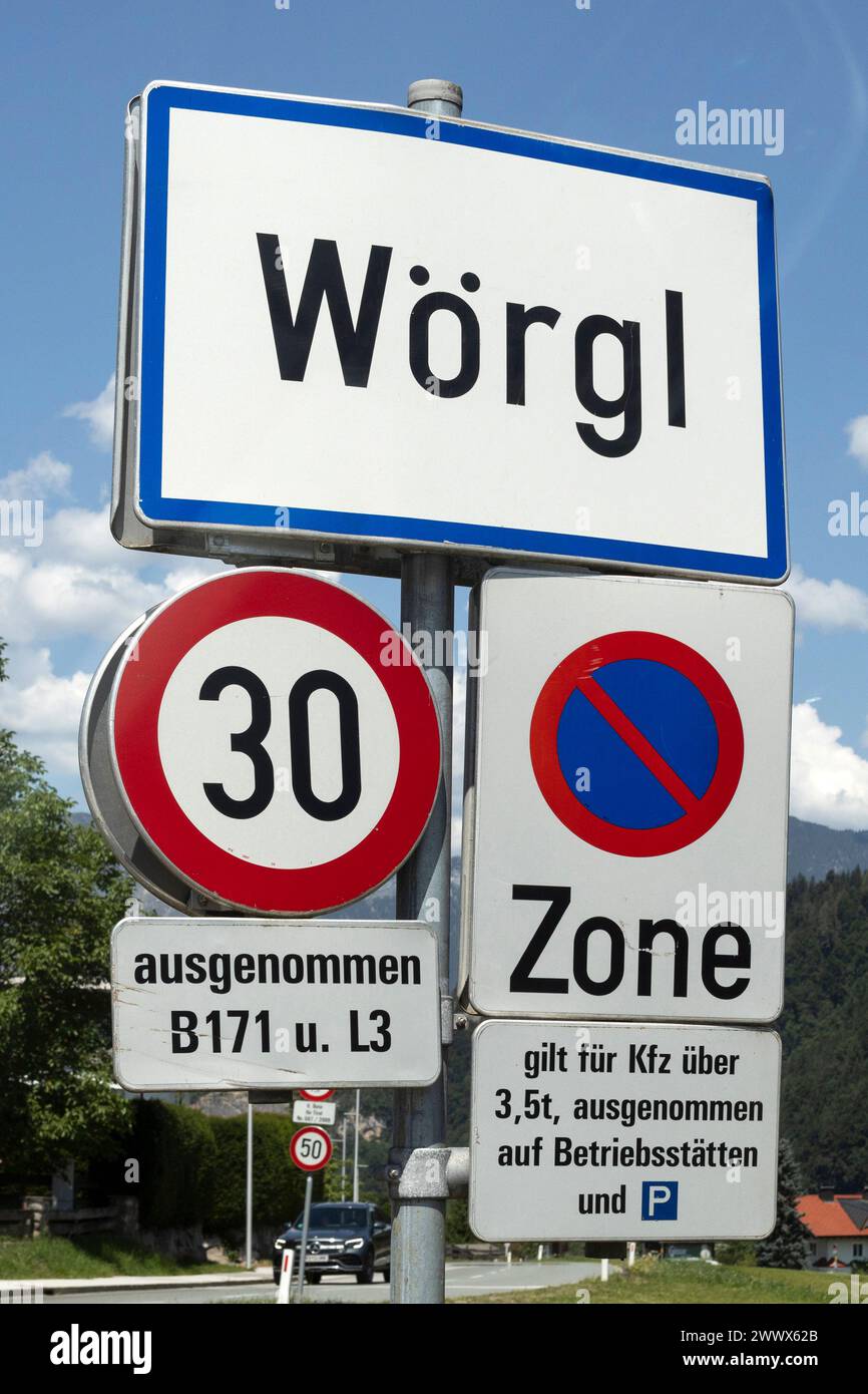 Wörgl, Town Sign, Tyrol, Austria Stock Photo
