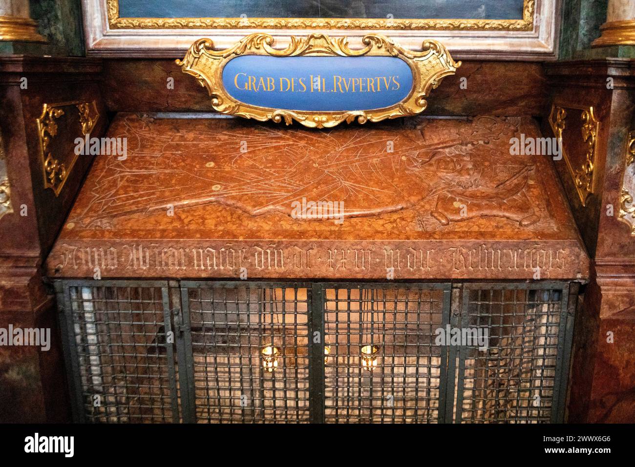 Former Grave Of St. Rupert In The Archabbey Of St. Peter, Salzburg City, Austria Stock Photo