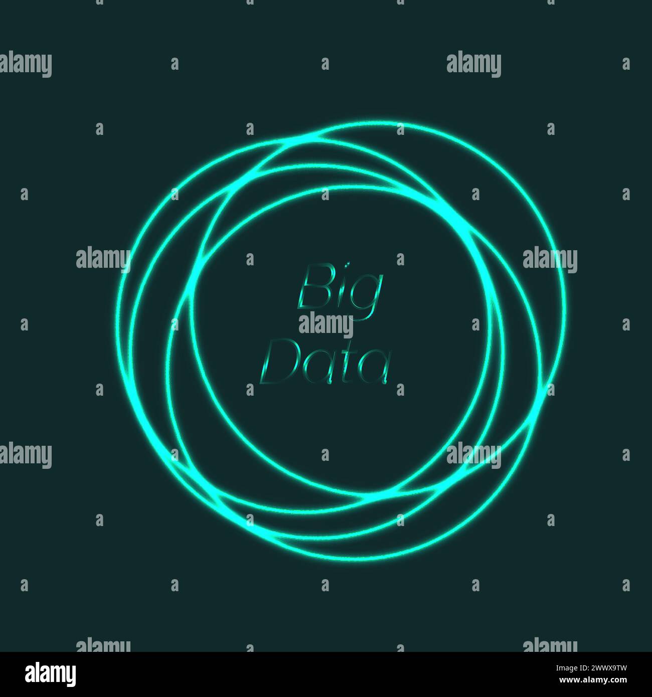 Big data visualization. Neon blue circles. Abstract background. Vector illustration Stock Vector