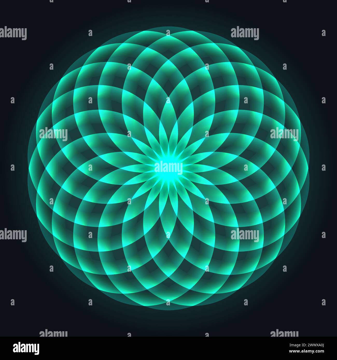 Mandala design. Flower of Life. Sacred Geometry. Pattern of rotating circles. Mathematical symbol. Balance and harmony. Vector illustration Stock Vector