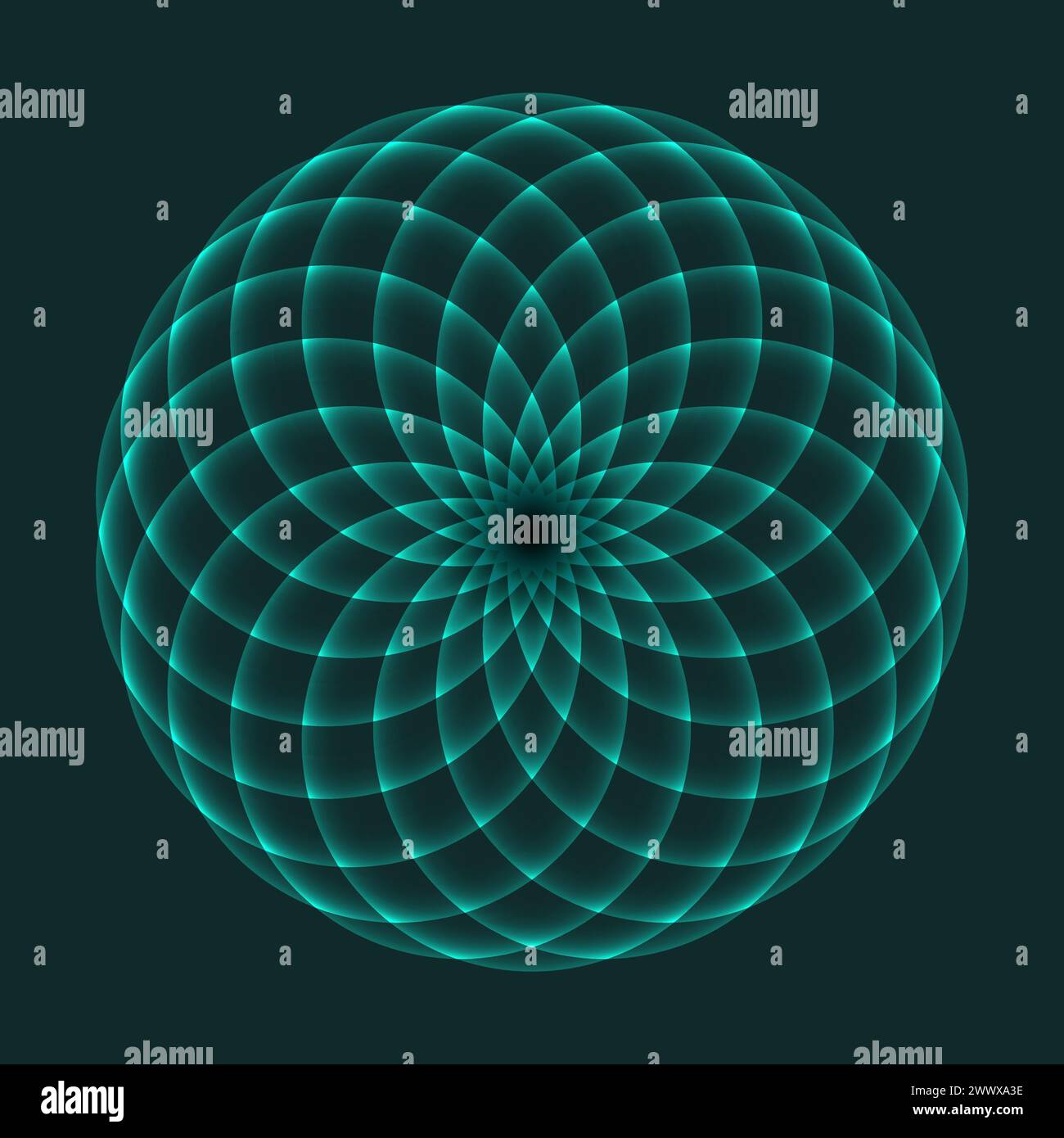 Mandala design. Flower of Life. Sacred Geometry. Pattern of rotating circles. Mathematical symbol. Balance and harmony. Vector illustration Stock Vector