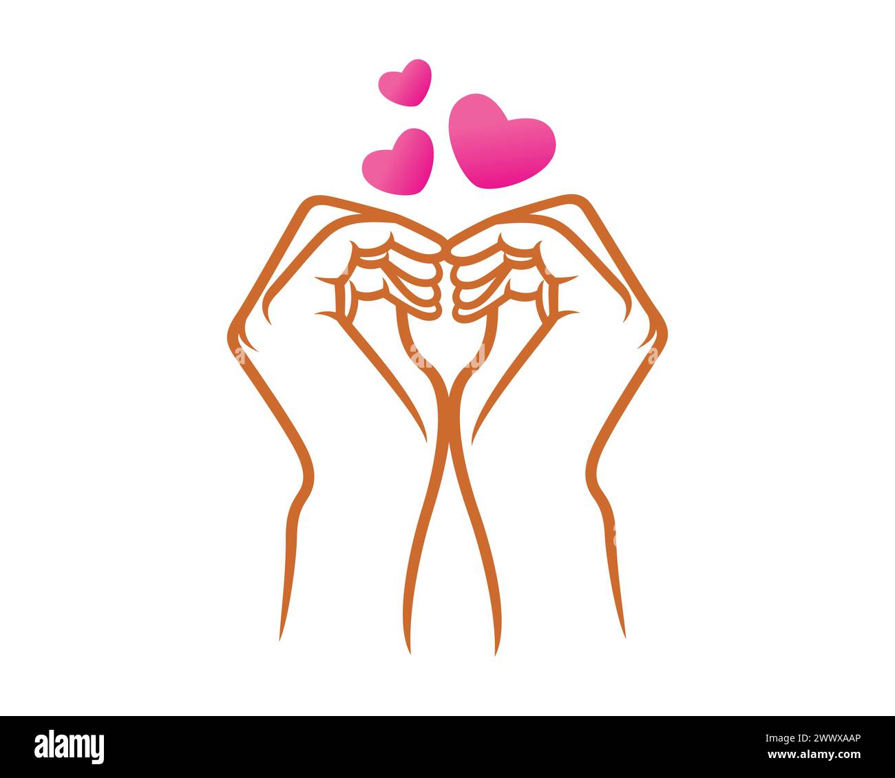 Love Hand Sign with Softly Pressed Gesture Illustration Stock Vector