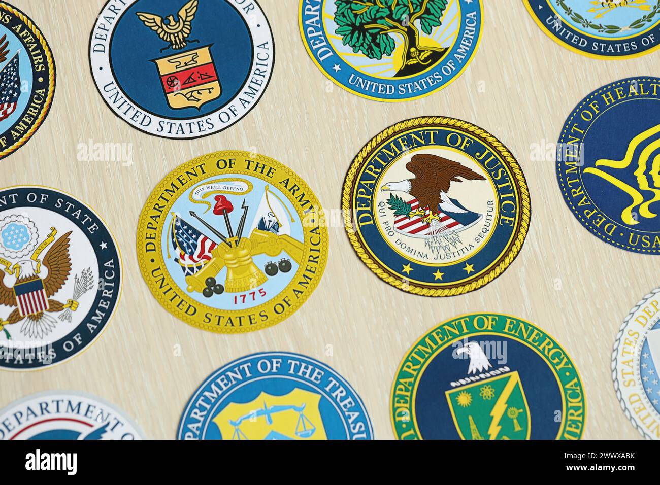 KYIV, UKRAINE - MARCH 9, 2024 Seals of United States of America ...
