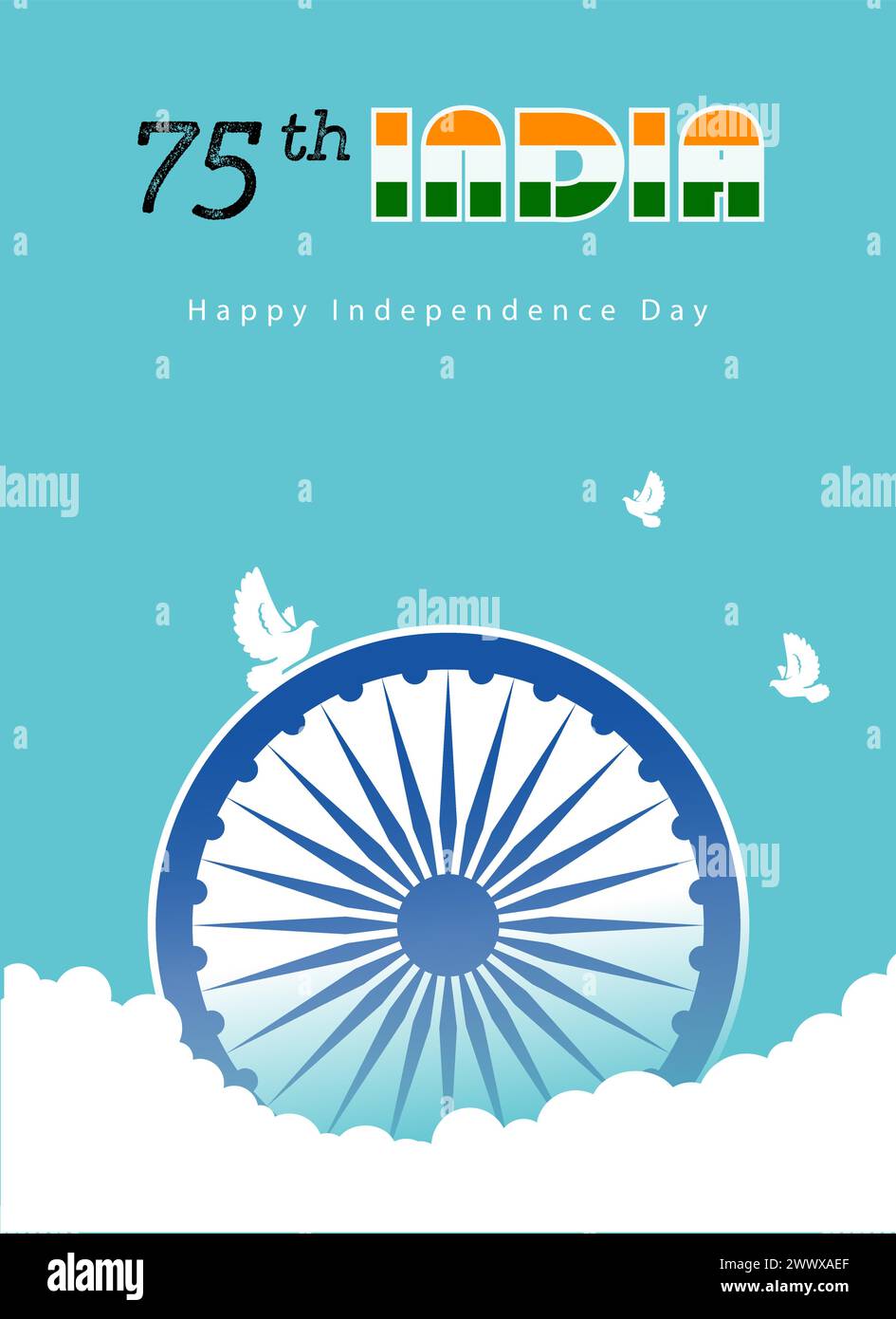 Happy 75th Independence Day of India Vector Illustration. Happy Republic ay 15th August Template Poster Banner Flyer. Indian Independence Day celebrat Stock Vector