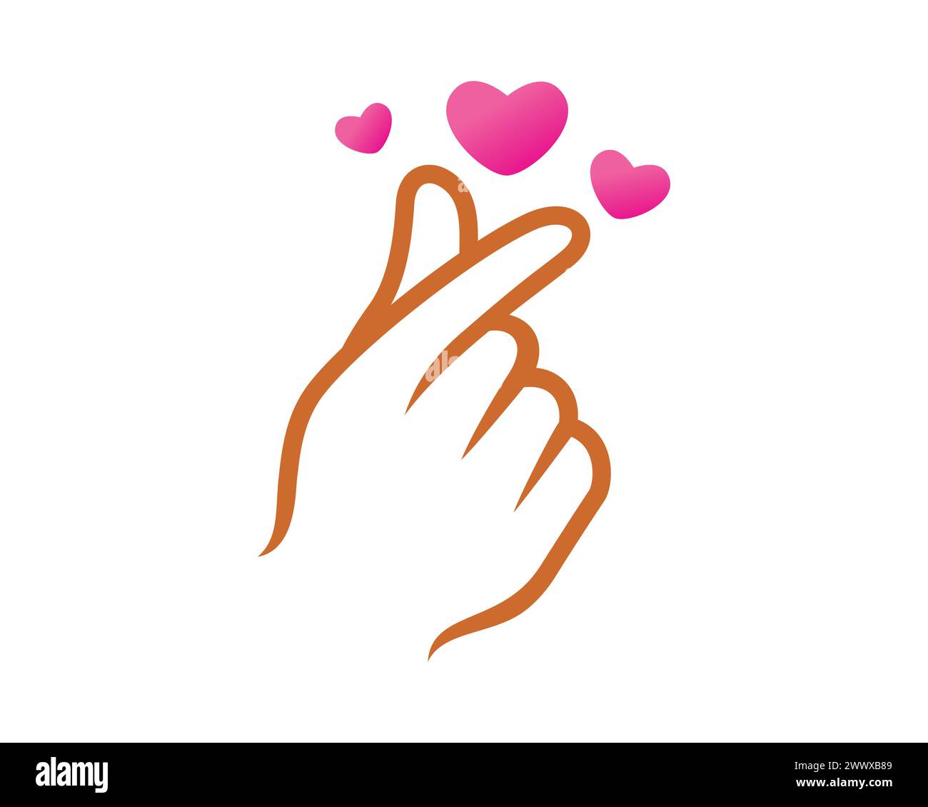 Korean Love Hand Sign Front View Illustration Stock Vector
