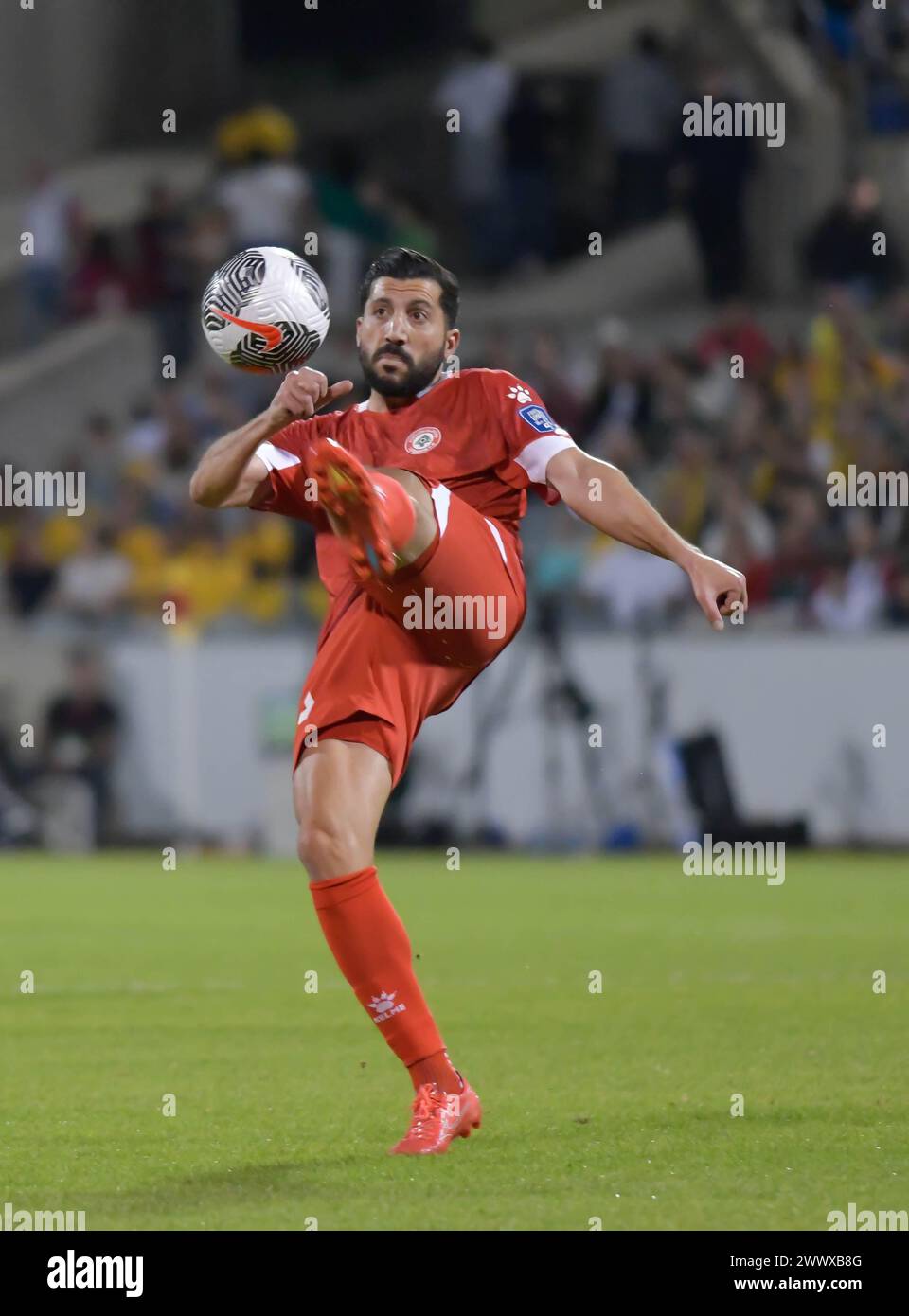Canberra, Australia. 27th Mar 2024 Hassan Chaitou during the World Cup Qualification AFC match Lebanon v Australia.   Credit: Kleber Osorio/Alamy Live News Stock Photo