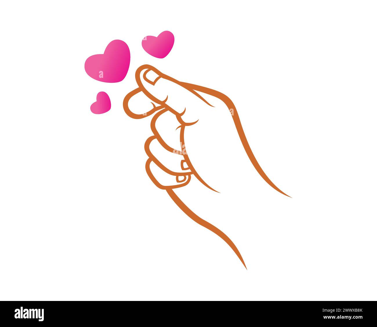 Korean Love Hand Sign Top View Illustration Stock Vector