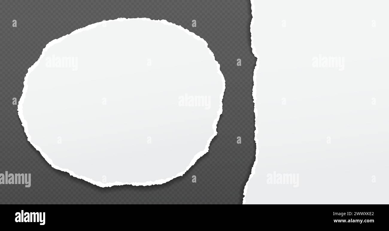 Ripped Paper Rounded Torn round and white note paper pieces are on dark grey background for ...