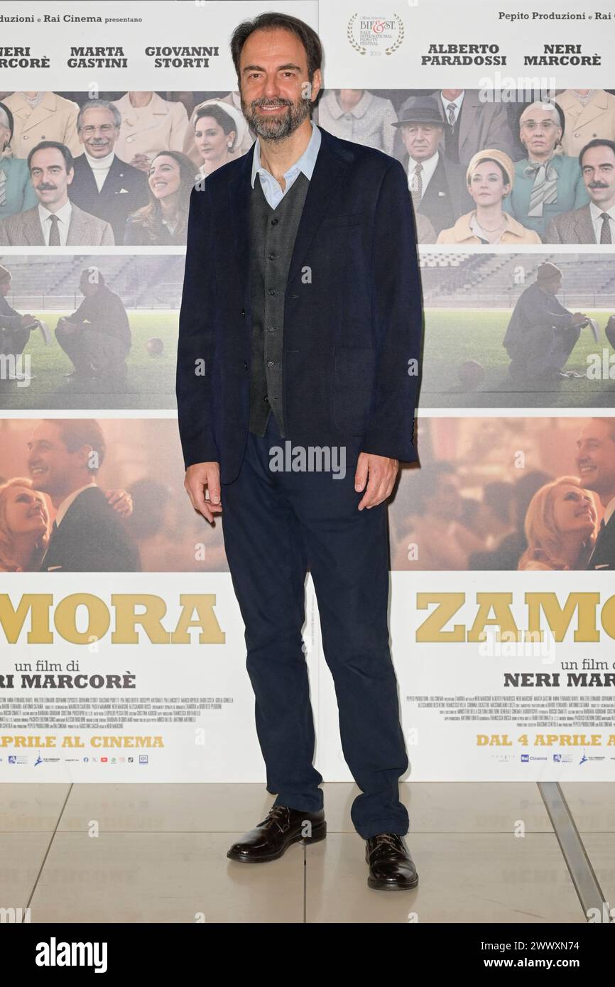 Rome, Italy. 26th Mar, 2024. Neri Marcorè attends the photocall of movie 'Zamora' at Cinema Adriano. Credit: SOPA Images Limited/Alamy Live News Stock Photo