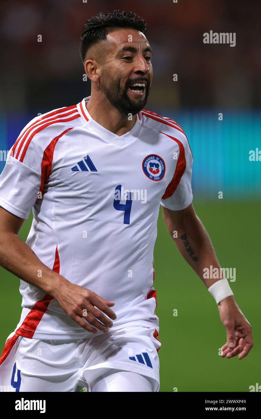Parma, Italy. 22nd Mar, 2024. Mauricio Isla of Chile reacts during the International Friendly match at Stadio Ennio Tardini, Parma. Picture credit should read: Jonathan Moscrop/Sportimage Credit: Sportimage Ltd/Alamy Live News Stock Photo