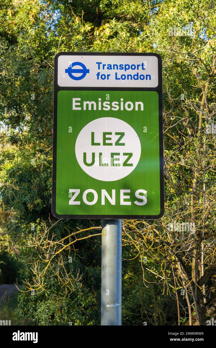 TFL ULEZ emission zone sign Stock Photo