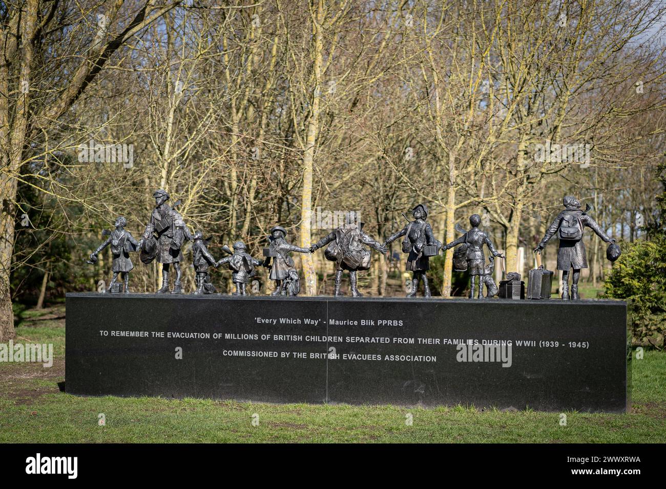 Commemorative statue to the British evacuee children of World War Two Stock Photo
