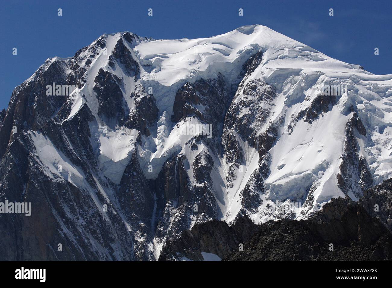 Majestic snow-capped mountains under a clear blue sky Mont Blanc Europe ...