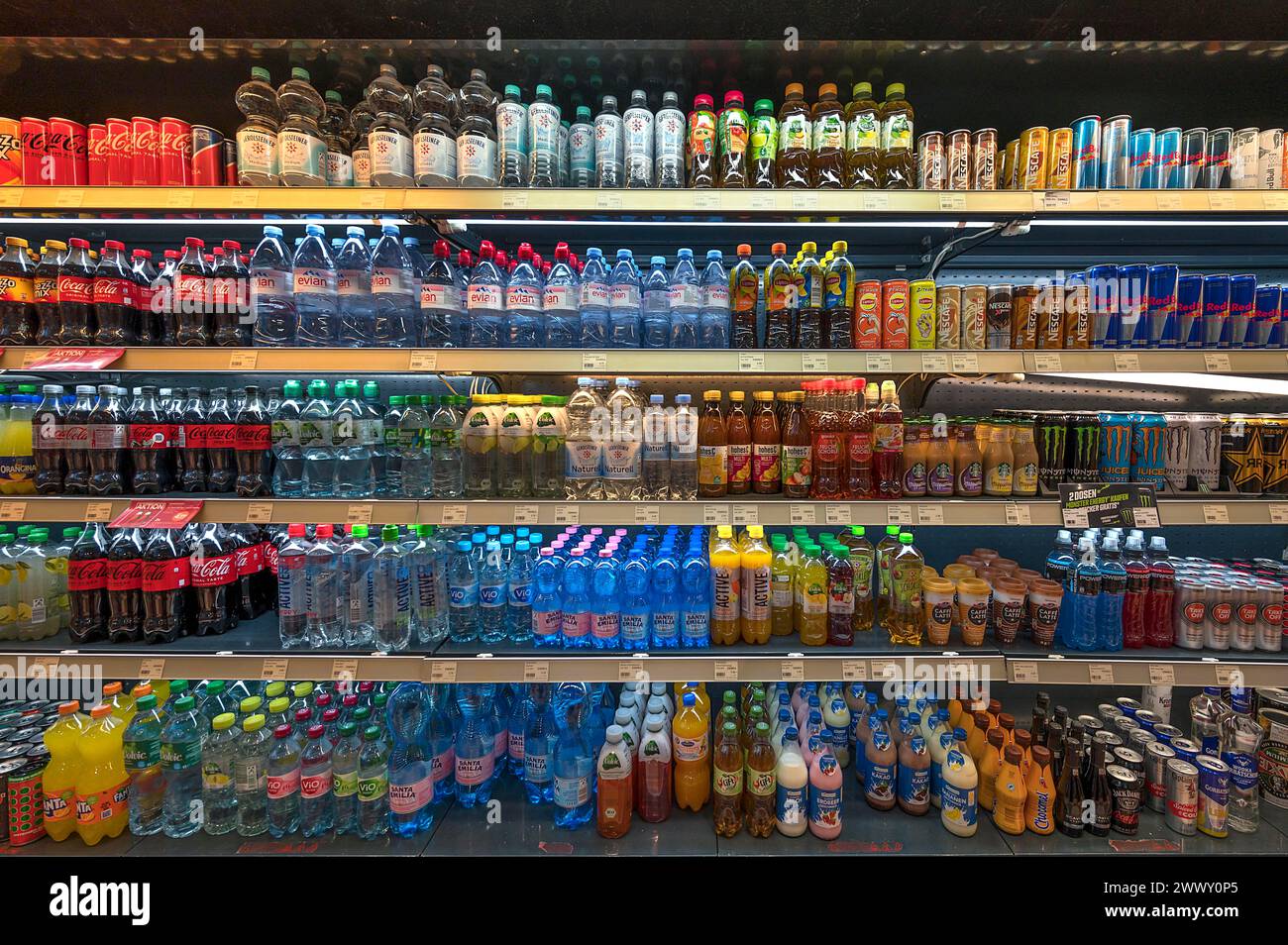 Chiller cabinet with drinks, Brandenburg, Germany Stock Photo