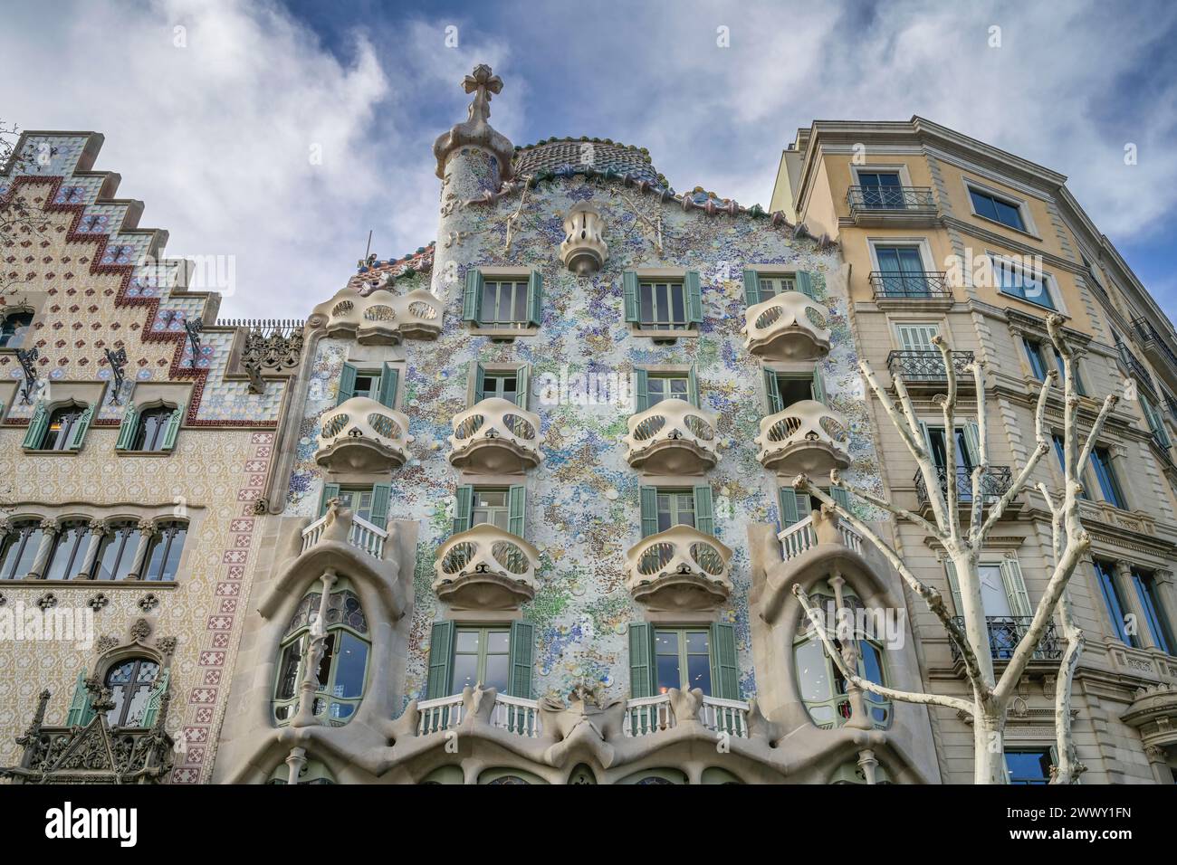Facade Balconies Casa Batllo Apartment Building By Antoni Gaudi Facade Balconies Casa Batllo Apartment Building By Antoni Gaudi