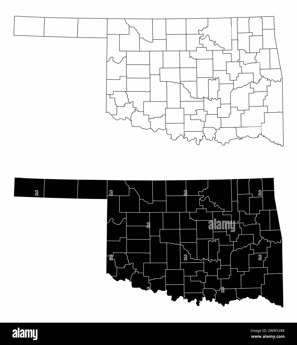 The black and white administrative - The Black And White Administrative Maps Of Oklahoma State Usa 2WWY2R8