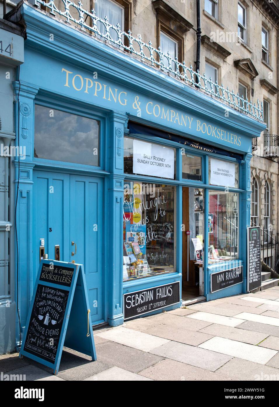 Former premises of the renowned Topping and Company Booksellers in the City of Bath Somerset UK visited by famous authors and customers alike Stock Photo