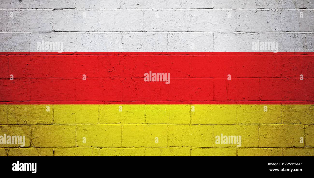 Flag of South Ossetia painted on a cinder block wall Stock Photo - Alamy