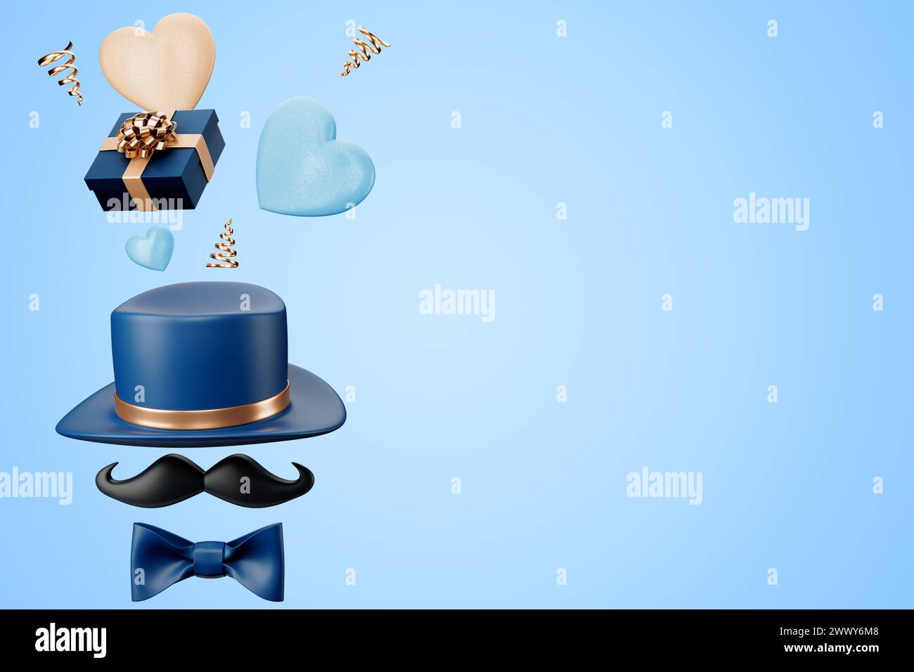 Celebrating Father's Day. Holiday symbols. 3D rendering Stock Photo - Alamy