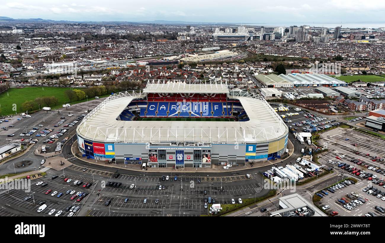 A general view of the stadium ahead of the UEFA Euro 2024 Qualifying play-off final at the Cardiff City Stadium, Wales. Picture date: Tuesday March 26, 2024. Stock Photo