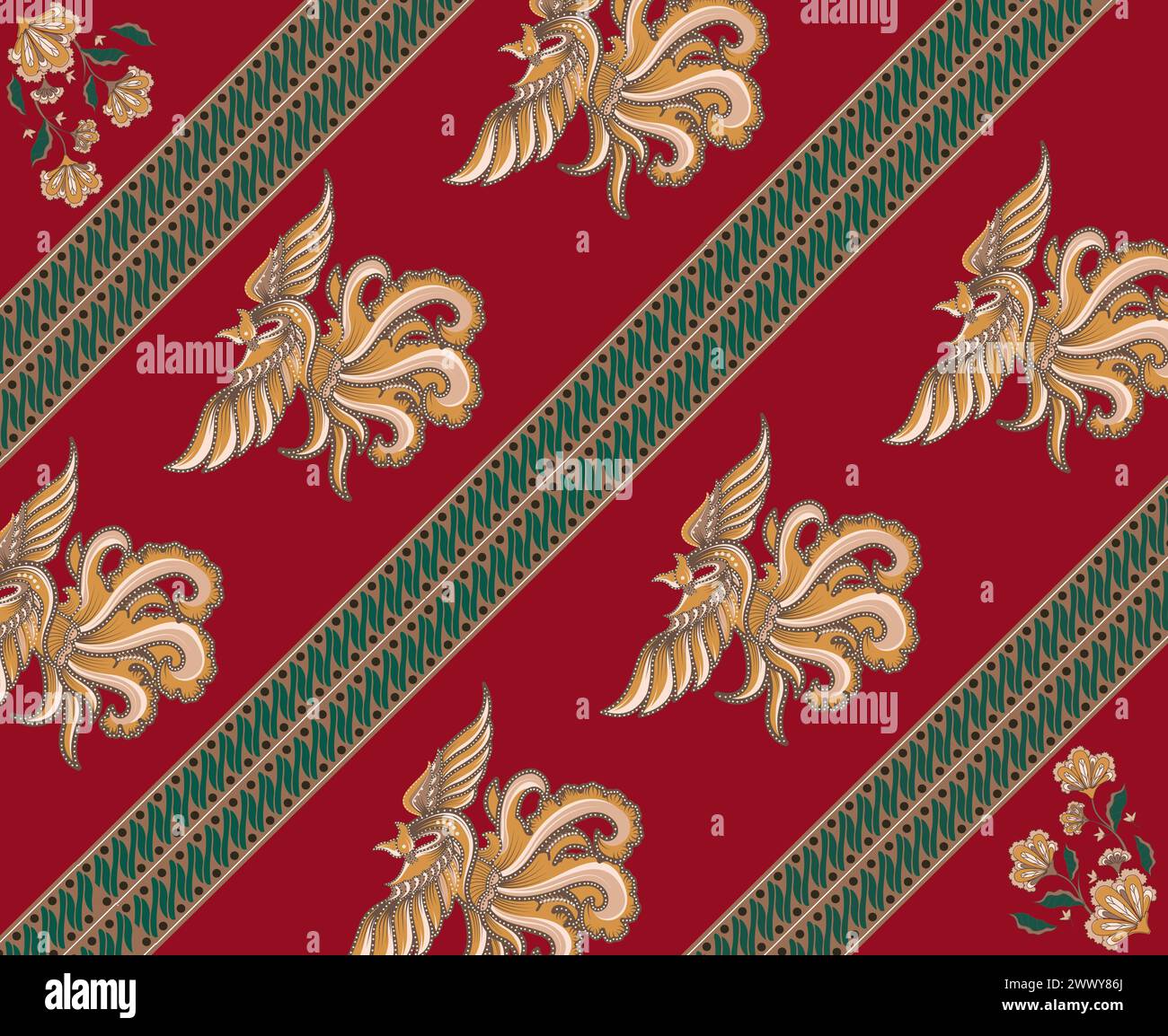 Traditional Batik Pattern from Indonesia Vector Illustration. Batik Motifs Cloth. Batik National Day Design for Poster Banner Template Flyer. Stock Vector