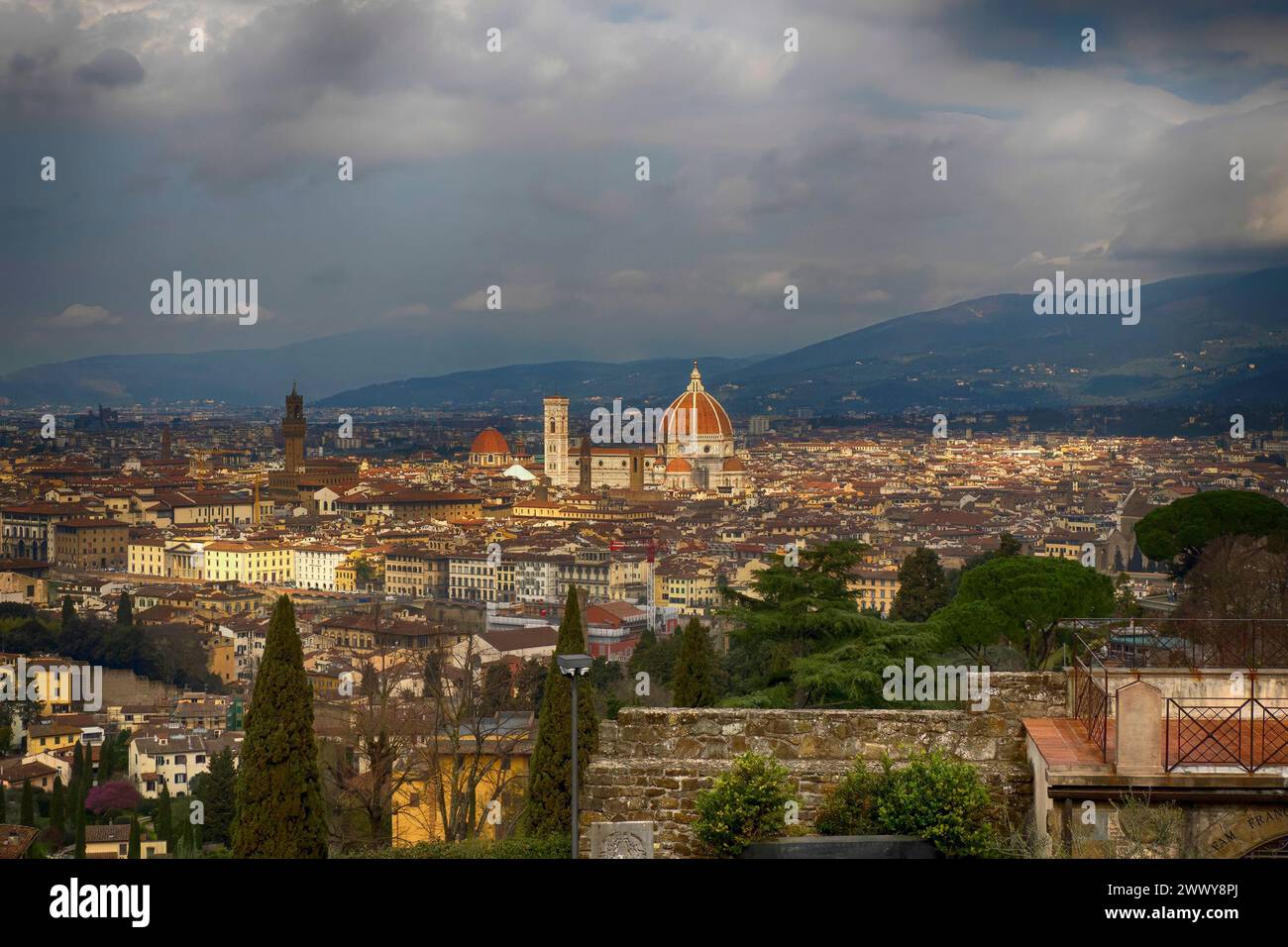 The florence dome brunelleschi view from san miniato church Stock Photo ...