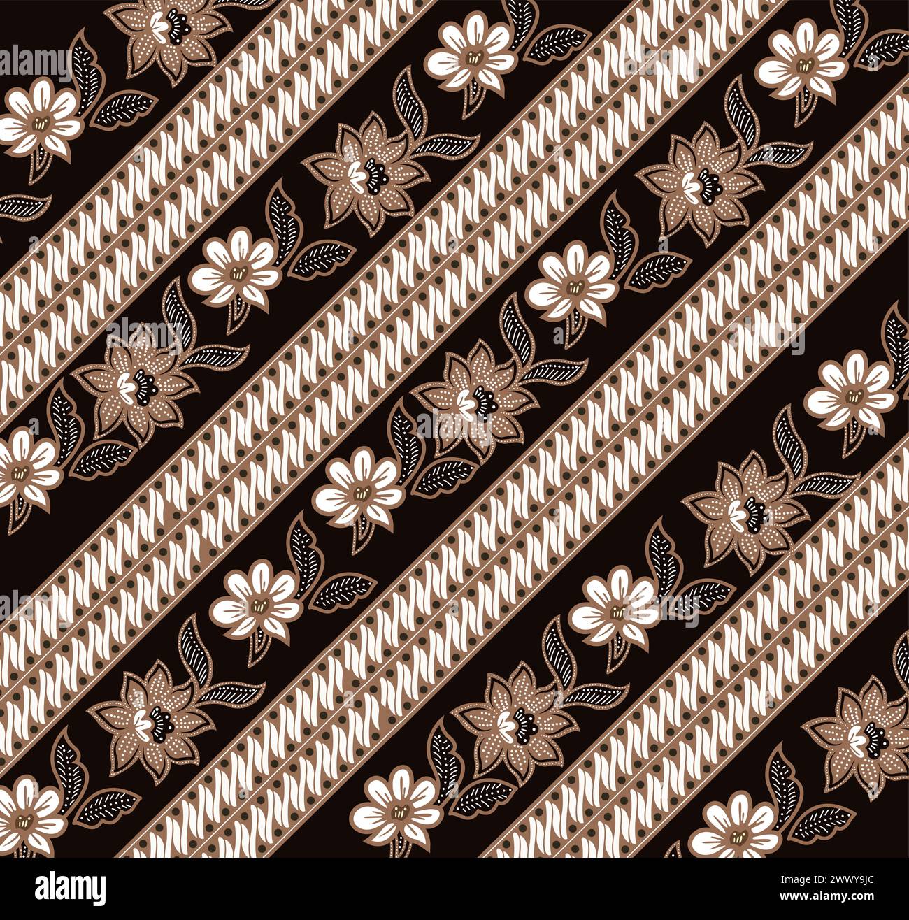 Traditional Batik Pattern from Indonesia Vector Illustration. Batik Motifs Cloth. Batik National Day Design for Poster Banner Template Flyer. Stock Vector