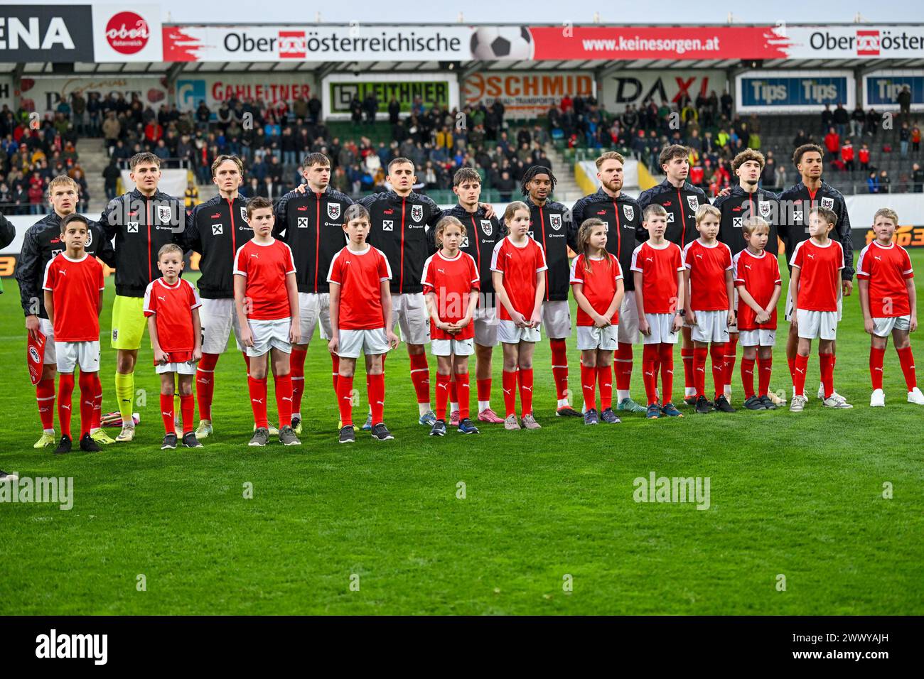 Innviertel Arena Ried, AUT, U21 EM-Qualifikation 2025 - Oesterreich vs Zypern, im Bild Team, Austria. 26th Mar, 2024. // Uefa U21 Euro 2025 Qualifikation Match between Austria and Cyprus in Ried, Austria on 2024/03/26 - 20240326 PD6585 Credit: APA-DeFacto Datenbank und Contentmanagement GmbH/Alamy Live News Stock Photo