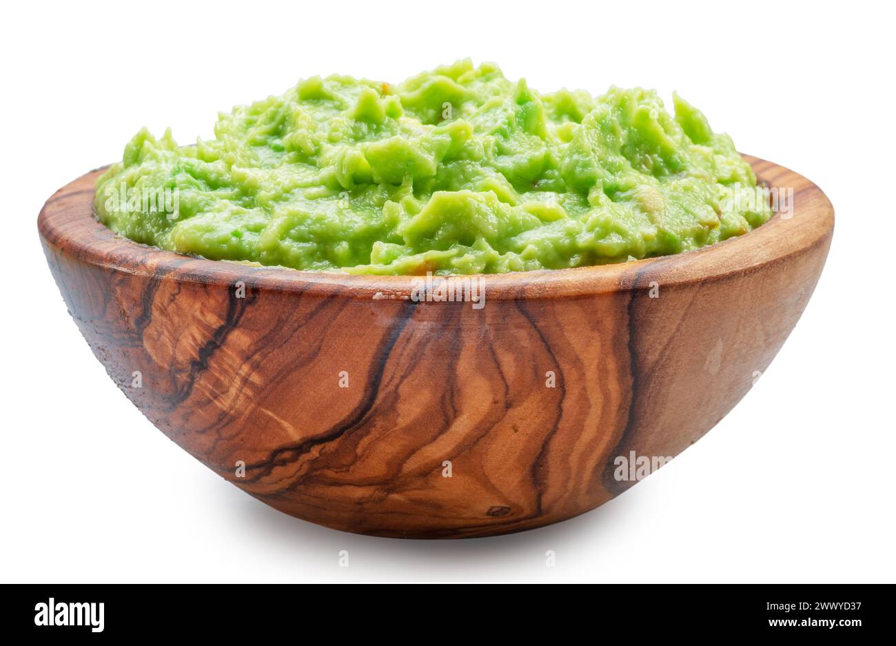 Guacamole bowl on white background. File contains clipping path. Stock Photo