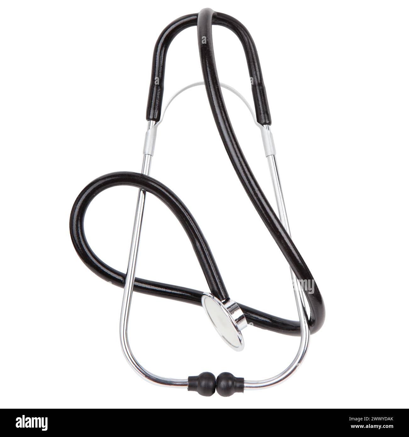 Black Stethoscope on White Background. Stock Photo