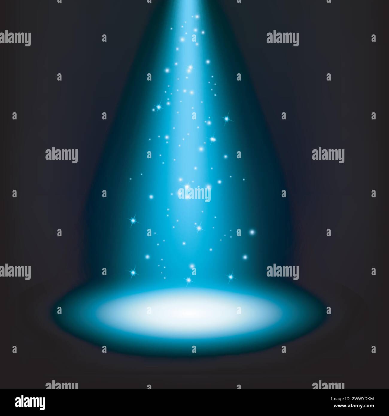 Blue Spotlight Shining with Flying Particles, Vector Illustration Stock ...