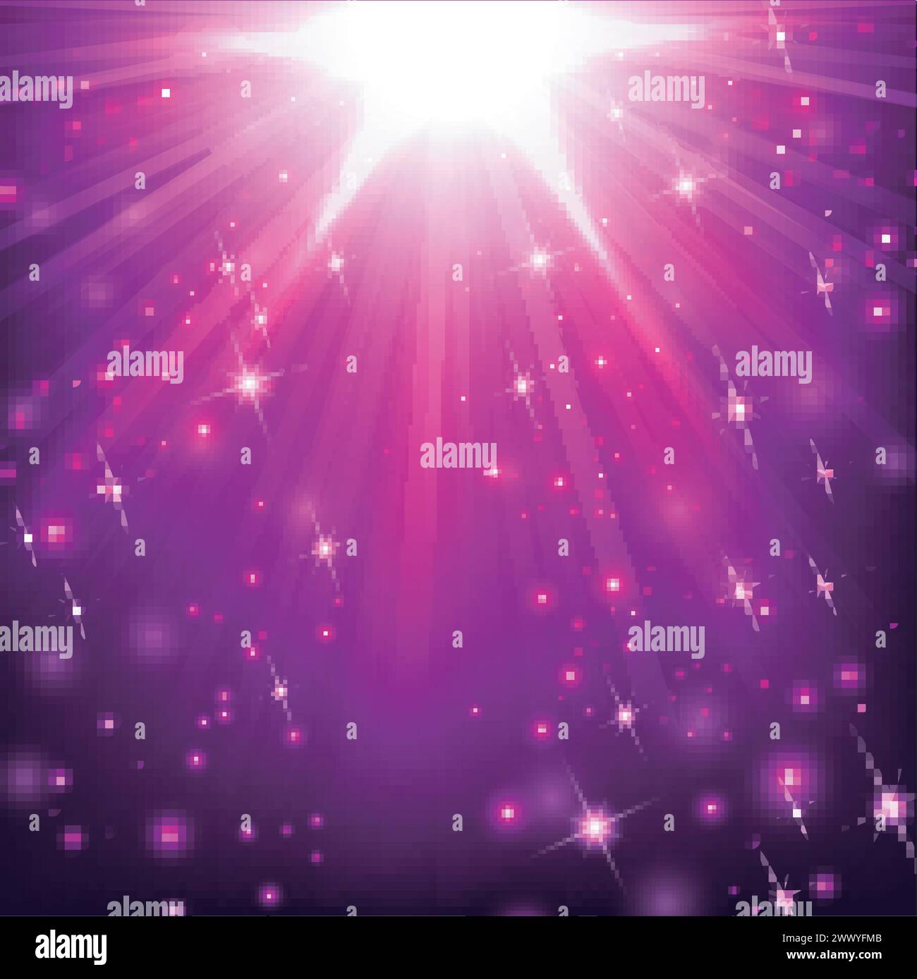 Violet lights shining with flying particles, Vector Illustration Stock Vector