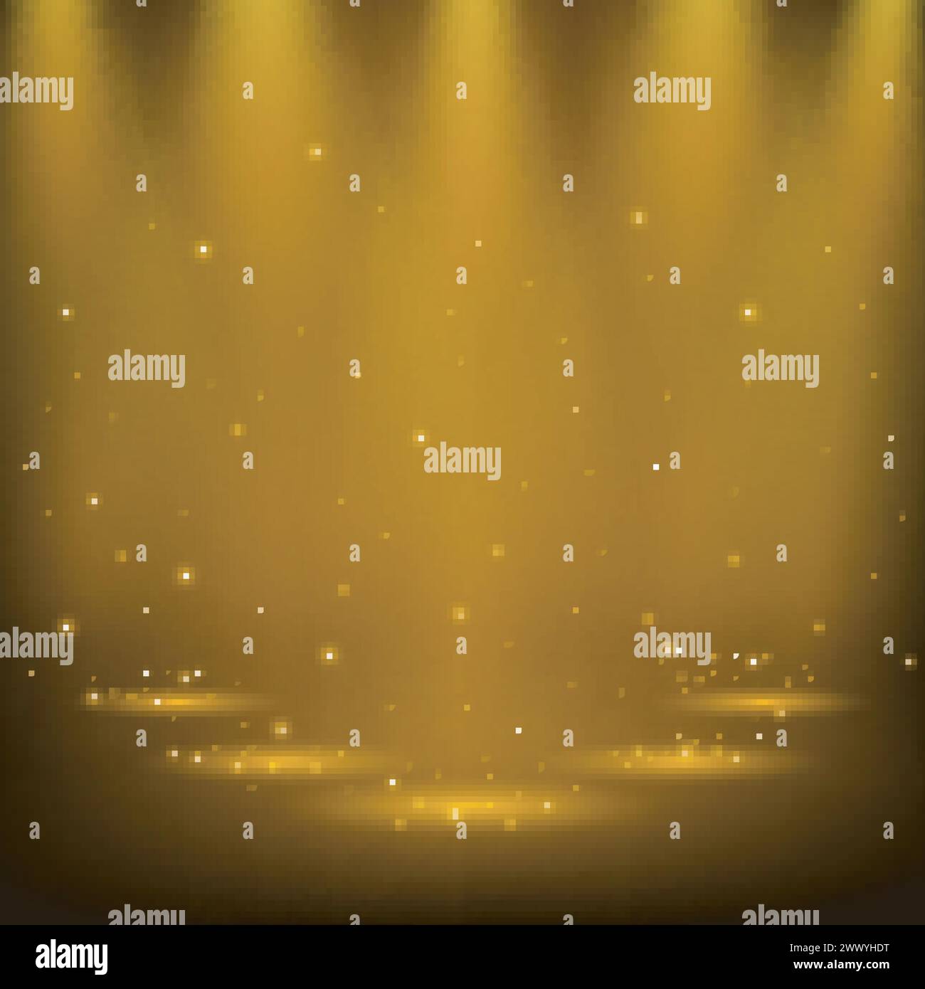 Gold Spotlights Shining With Sparkles, Vector Illustration Stock Vector