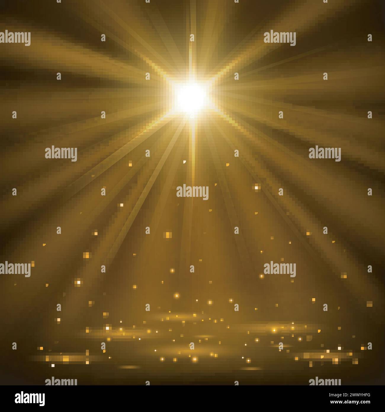 Gold Spotlights Shining With Sparkles, Vector Illustration Stock Vector