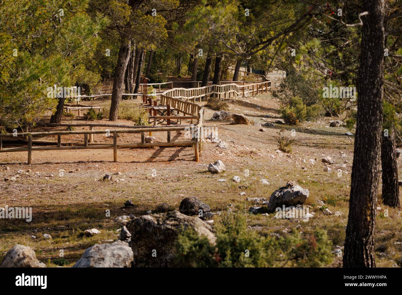 Landscape with picnic area in the natural area of San Antonio de Alcoy, Spain Stock Photo